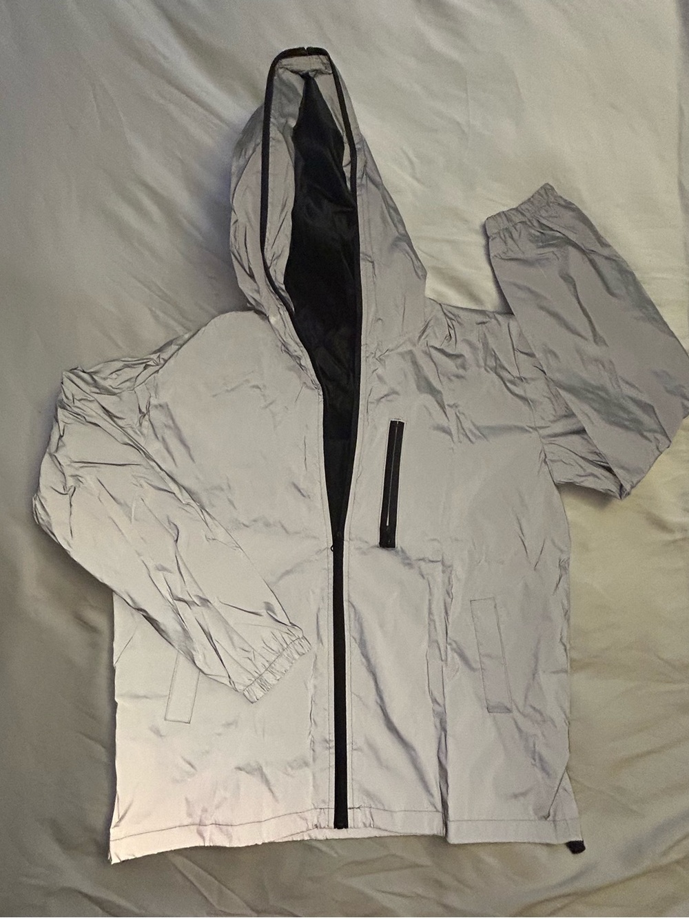 Lightweight Reflective Hooded Jacket - Gray/Silver